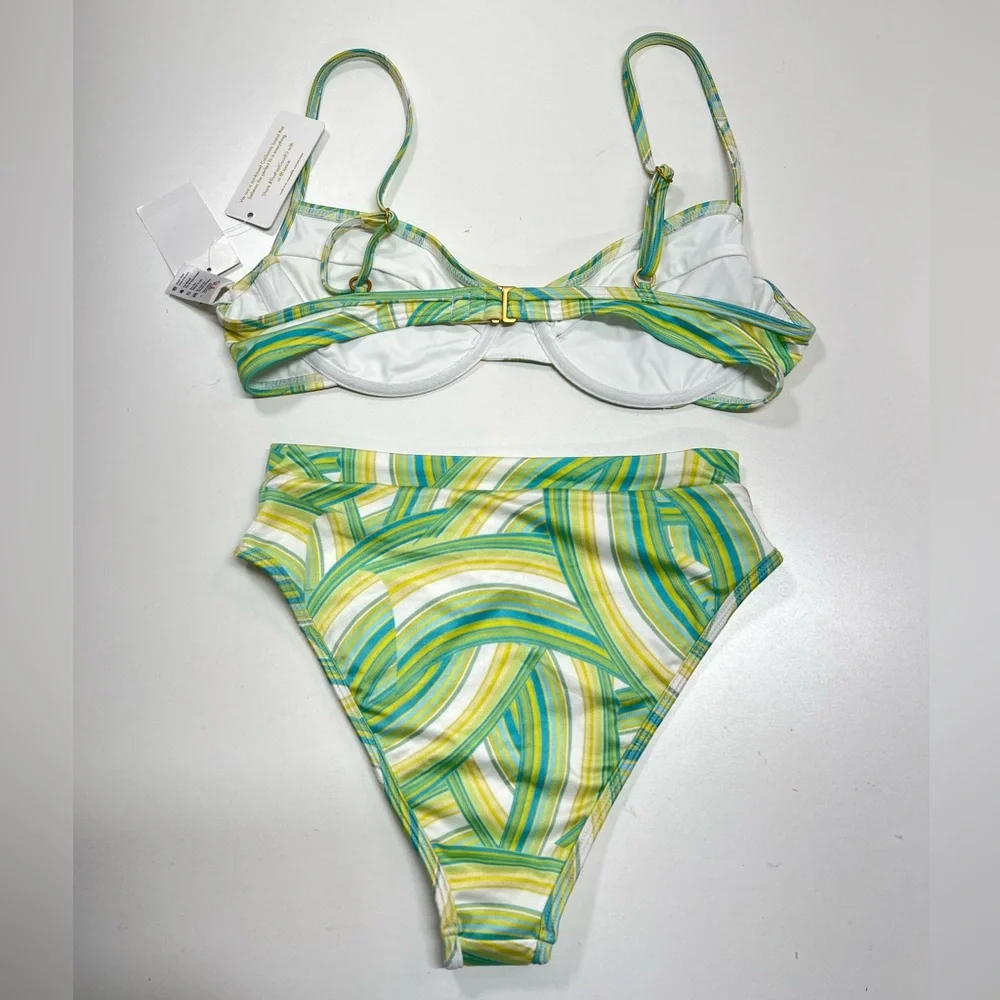 L*Space Over The Rainbow Bikini Set Missy Top Frenchi Bottom NEW With Tags Large